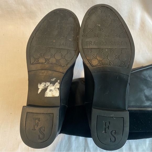 Franco Sarto Black Leather Suede Block Heel Round Toe Boots Size 9 - Picture 10 of 10